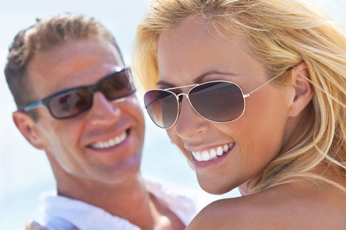 Couple smiling