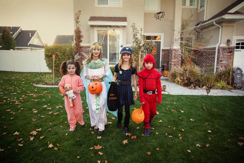 Kids in Halloween constumes