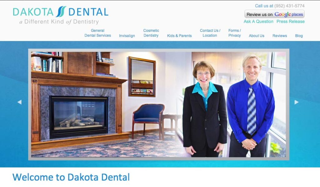 a screenshot of dakota dental