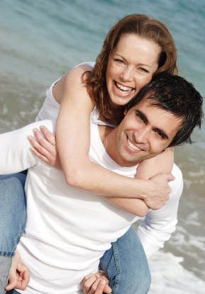 young couple smiling
