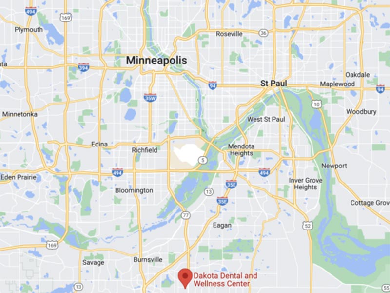 Map of Dakota Dental's office.
